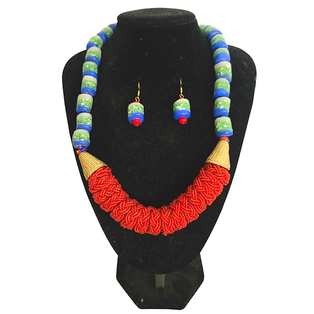 Vintage African Trade Beads Necklace Ghana Ghanaian K… - Gem