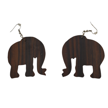 Big African Wood Elephant Earrings