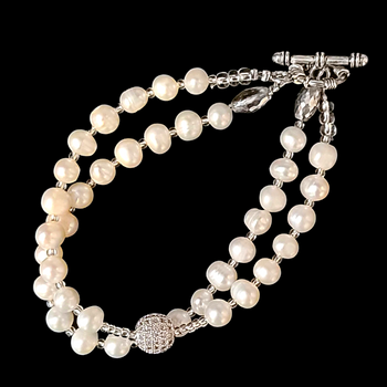 DMJ Fresh Water Pearl Bracelet - 7" - White