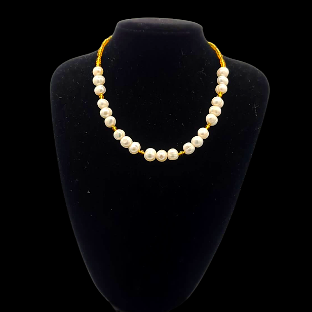 DMJ Fresh Water Pearl Necklace (White Pearls)