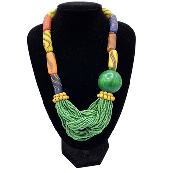 Dressed to Kill Original Ghanaian Baby Bead Necklace With Ghanaian Wood Beads