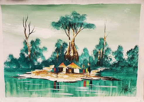 Painting (Unframed) - Water Village - Signed