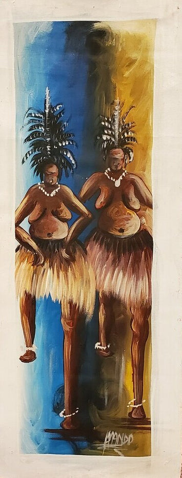 Painting (Unframed) - Female Cultural Dancers (Topless) - Signed